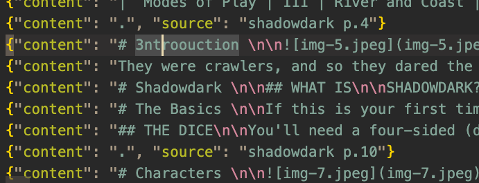 Text editor showing Introduction being read incorrectly in OCR